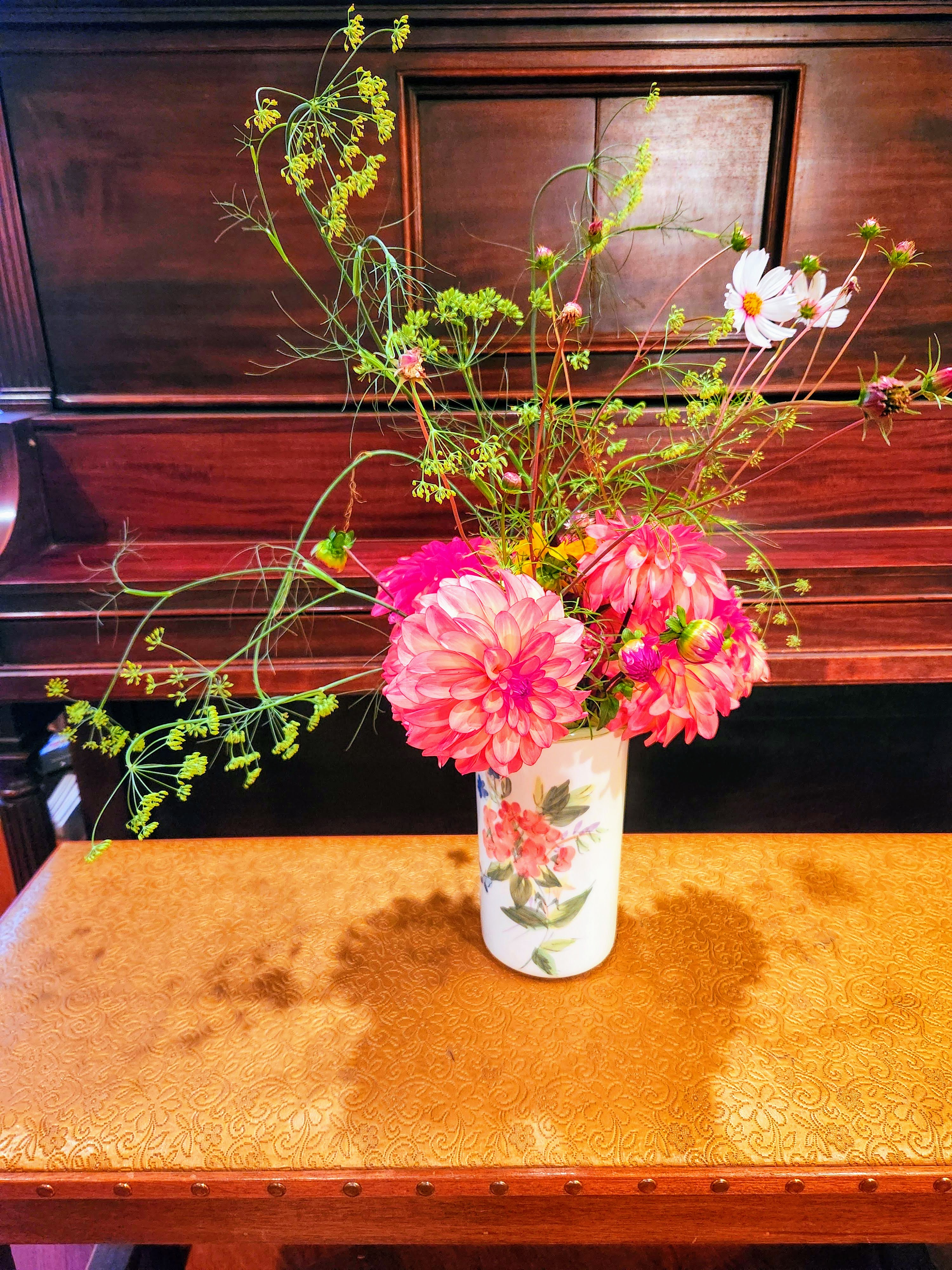 Pink Dahlias,  Cosmos, Fennel Flowers, & Black-eyed Susans (Rudbeckia hirta)